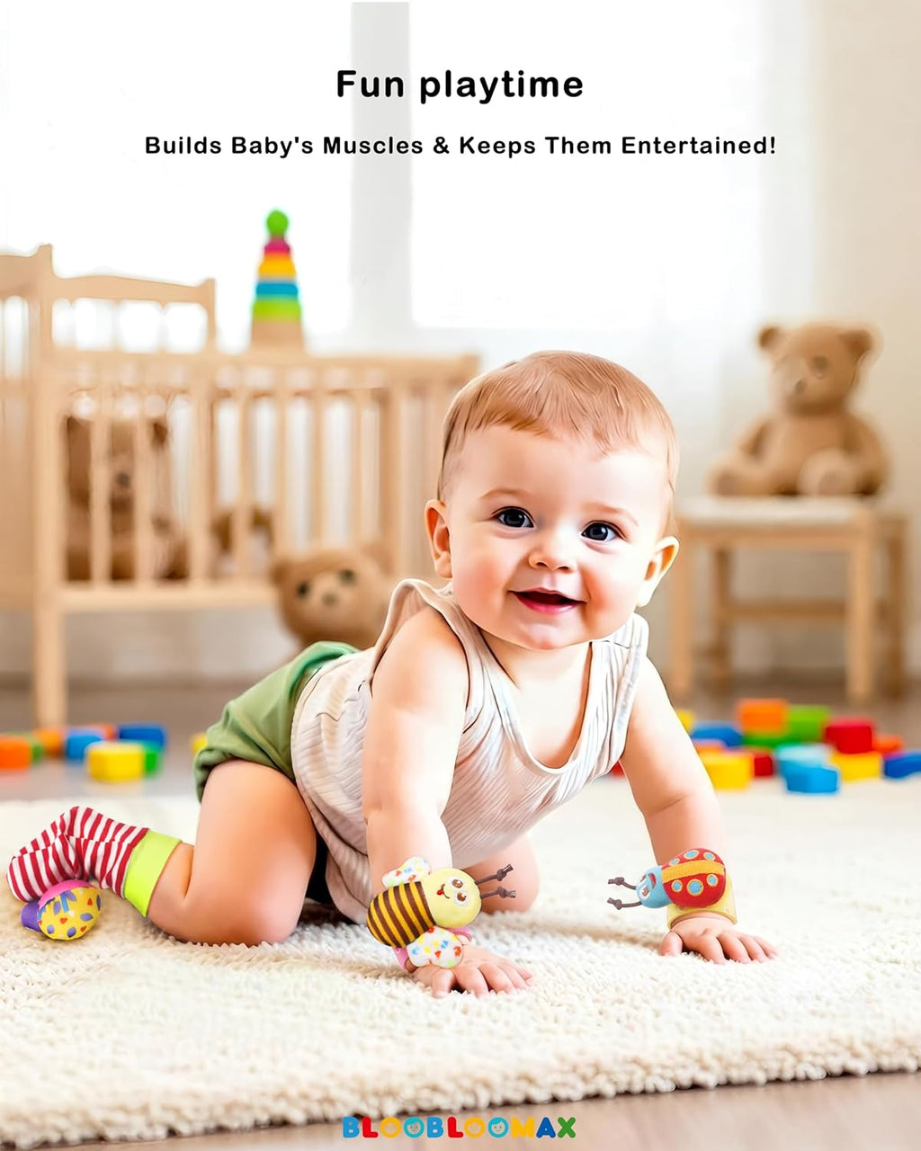 Wrist Rattle Socks and Foot Finder Set, Infant Girl Boy Toys for Babies 0-36 Months, Newborn Hand & Foot Toys for 0 to 3 Years, Baby Shower Gifts Set